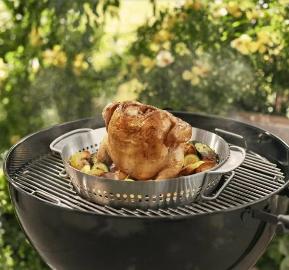 Weber Poultry Roaster Gourmet Barbecue System GBS BBQ Stainless Steel (W)40.5cm - Image 1