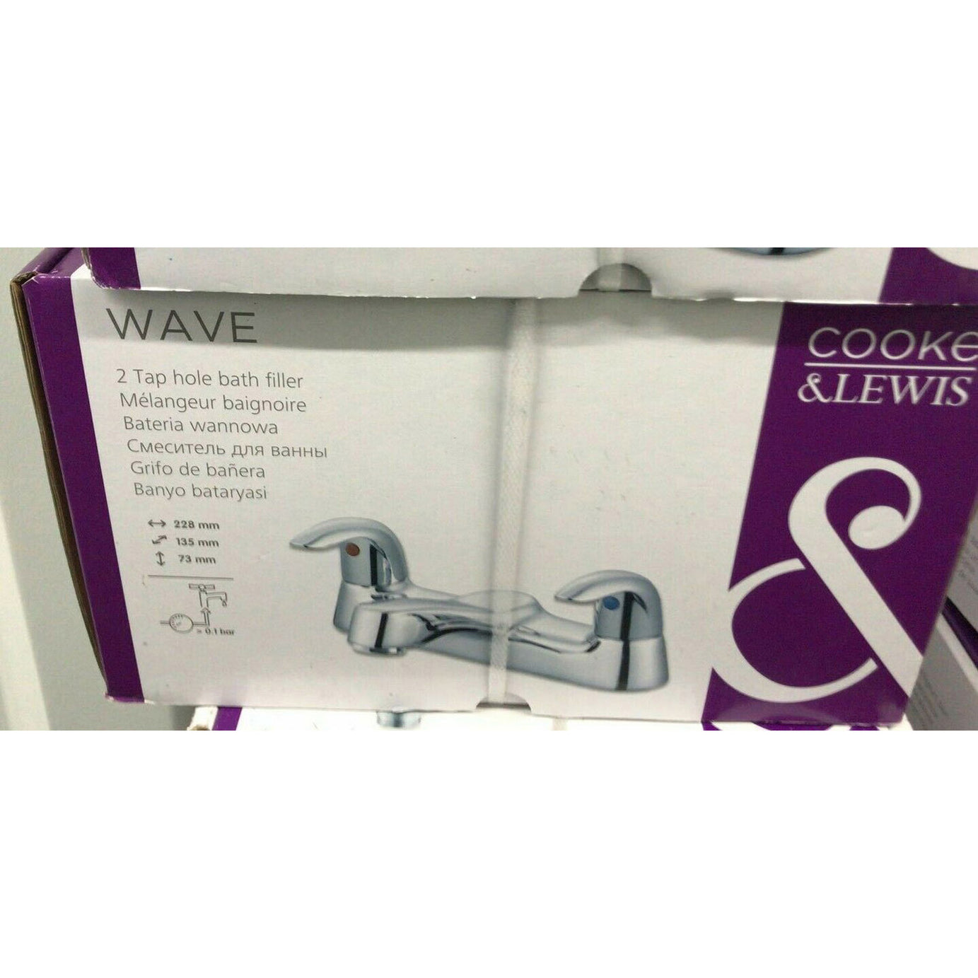 Cooke & Lewis Bath Mixer Tap Brass Chrome Finish Contemporary Double Lever - Image 2