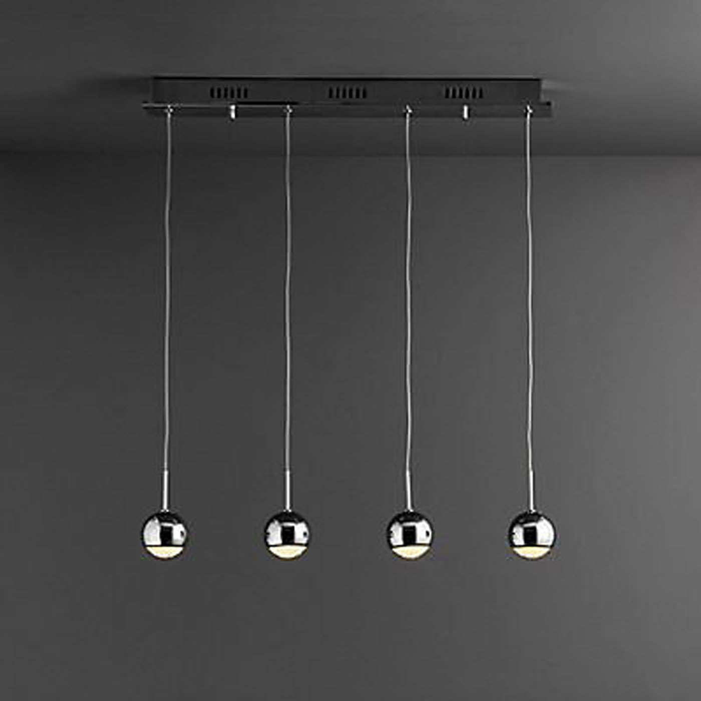 Pluto Pendant Ceiling Light Warm White Chrome Effect Adjustable Height (Dia)90mm - Image 3