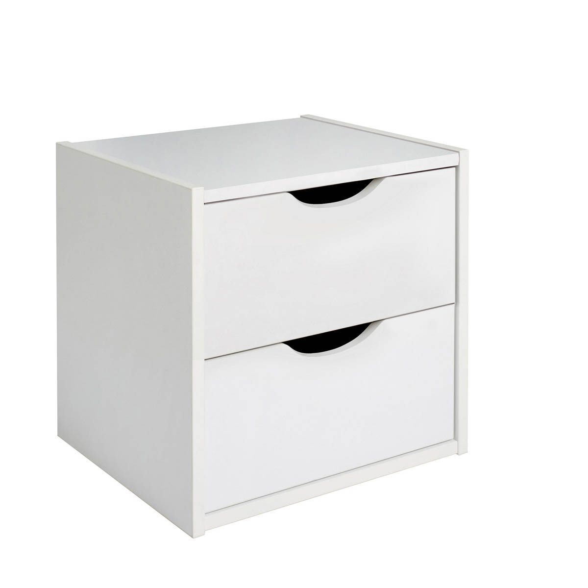 Hartnett Bedside Cabinet Chest 2 Drawer White Modern (H)435 (W)450 (D)388mm - Image 1