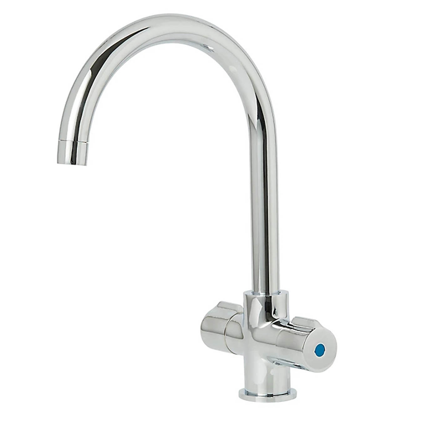 Kitchen Sink Tap Mixer Twin Lever Chrome ¼ Turn Brass Swivel Spout Modern Faucet - Image 1