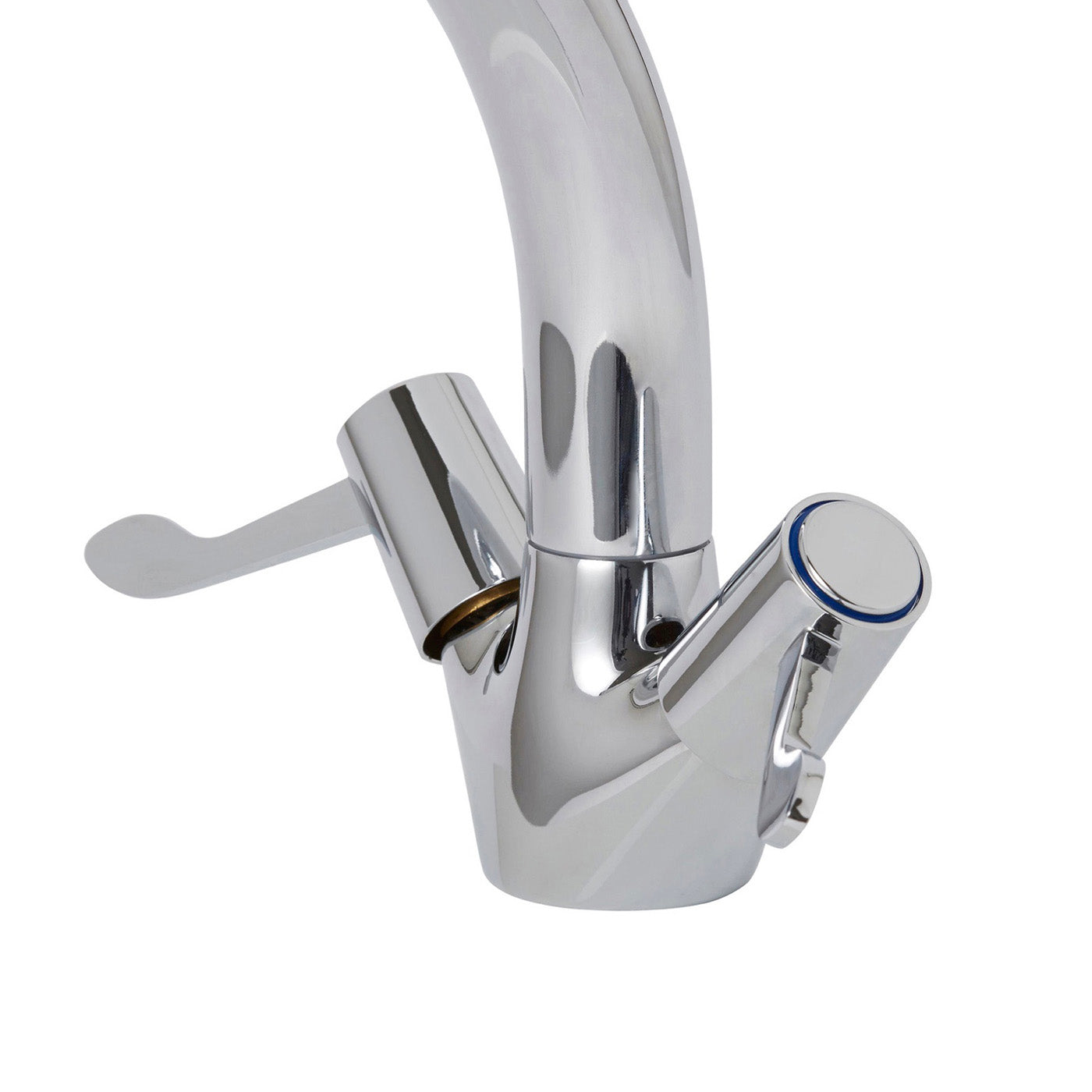 Kitchen Sink Tap Monobloc Mixer Chrome Double Lever 1/4 Turn Brass Modern Faucet - Image 2