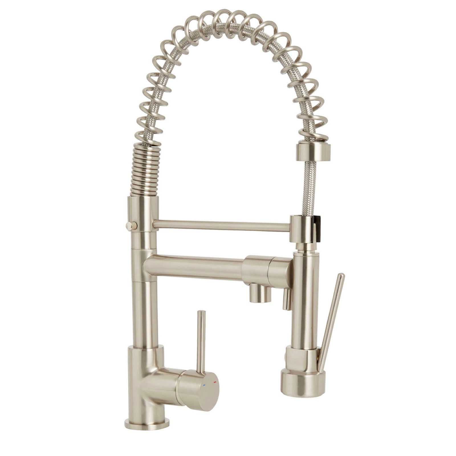 Kitchen Sink Tap Mixer Single Lever Nickel Effect Spring Neck Brass Faucet - Image 1