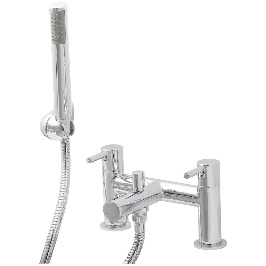 Bath Filler Tap Mixer With Hand Held Set Chrome ¼ Turn Contemporary Bathroom - Image 1