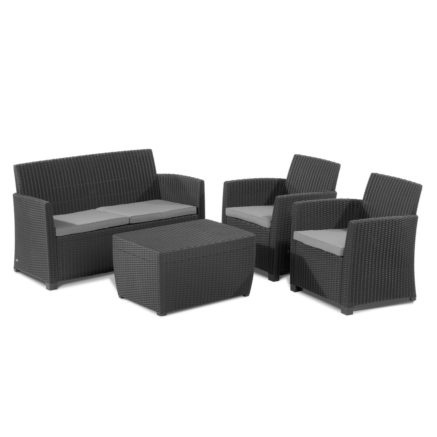 Rattan Garden Set 4 Seater Coffee Outdoor Furniture Sofa Storage 2 x Armchair - Image 1