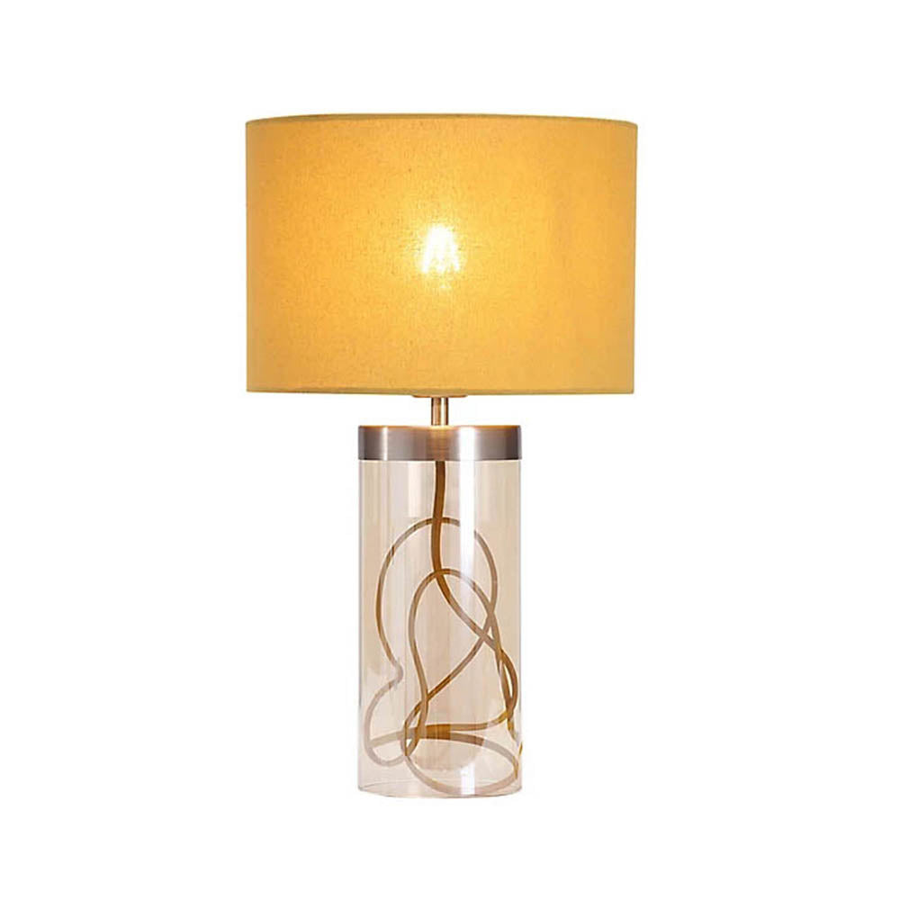 Table Lamp Bedside Living Room Light Cylinder Gold Effect Modern Stylish 42W - Image 1