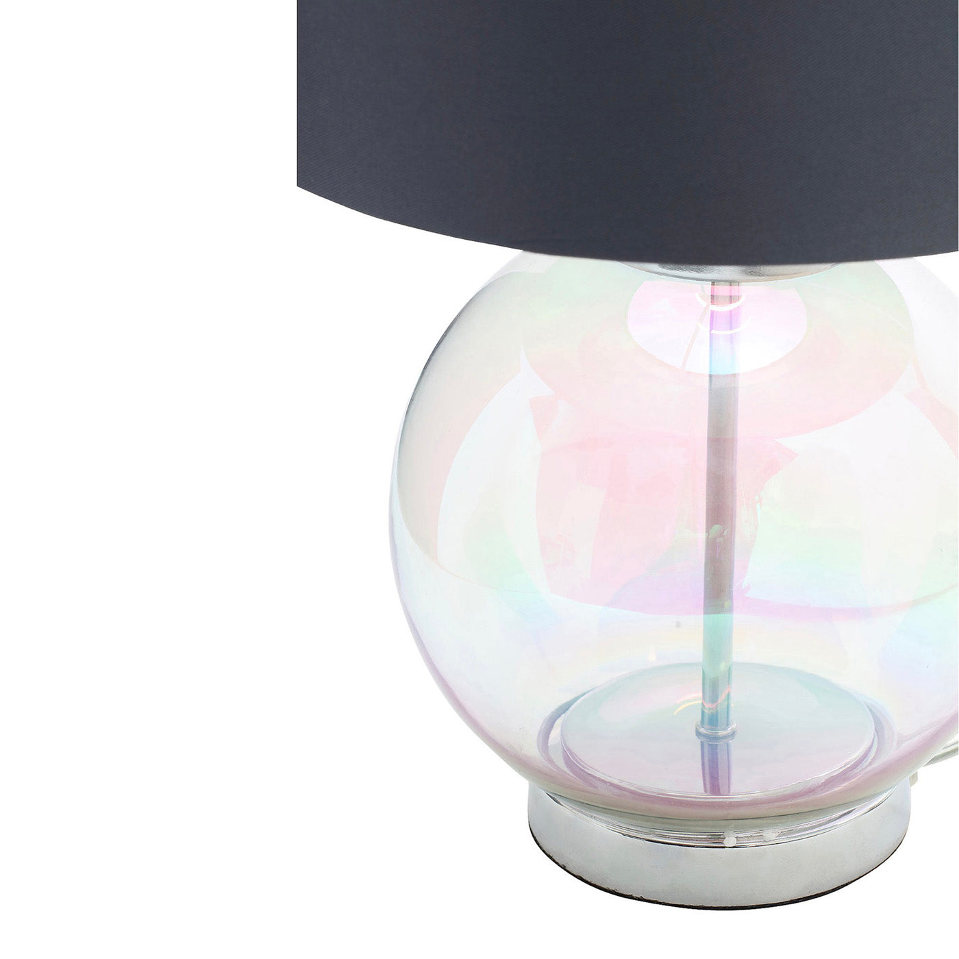 Table Lamp Iridescent Glass Base Bedside Night Light Drum Shade Modern 28W 47cm - Image 4
