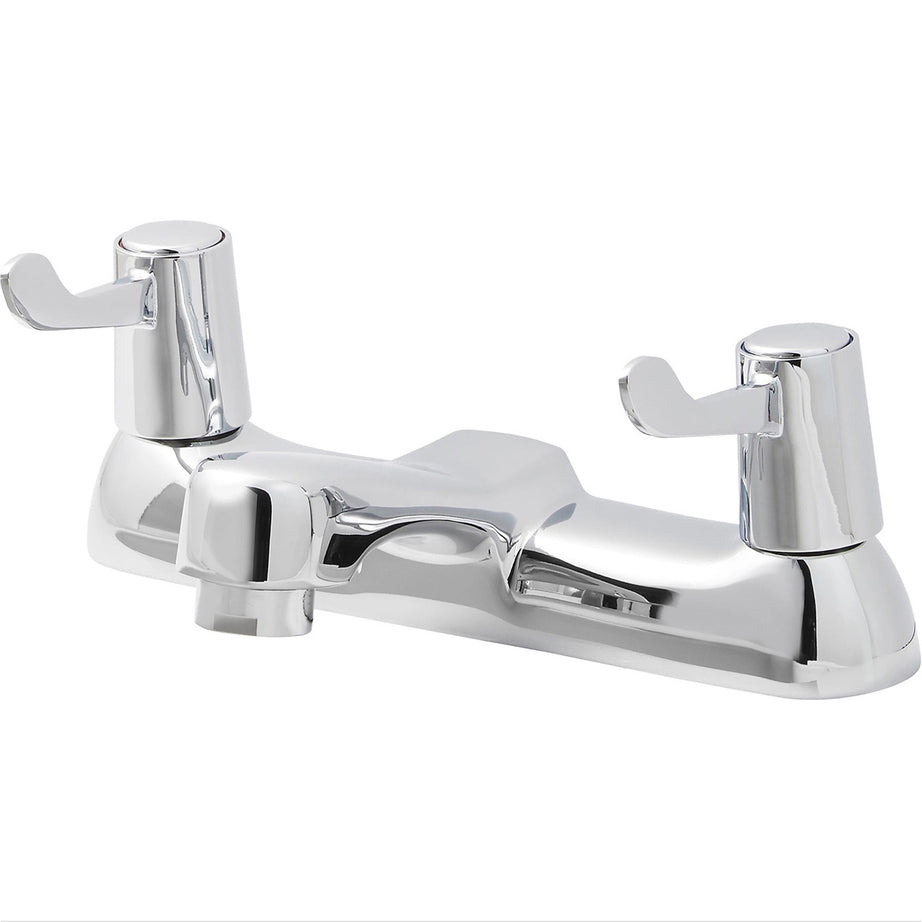 Bath Filler Tap Mixer Chrome Twin Lever Handles Brass Traditional Bathroom - Image 1