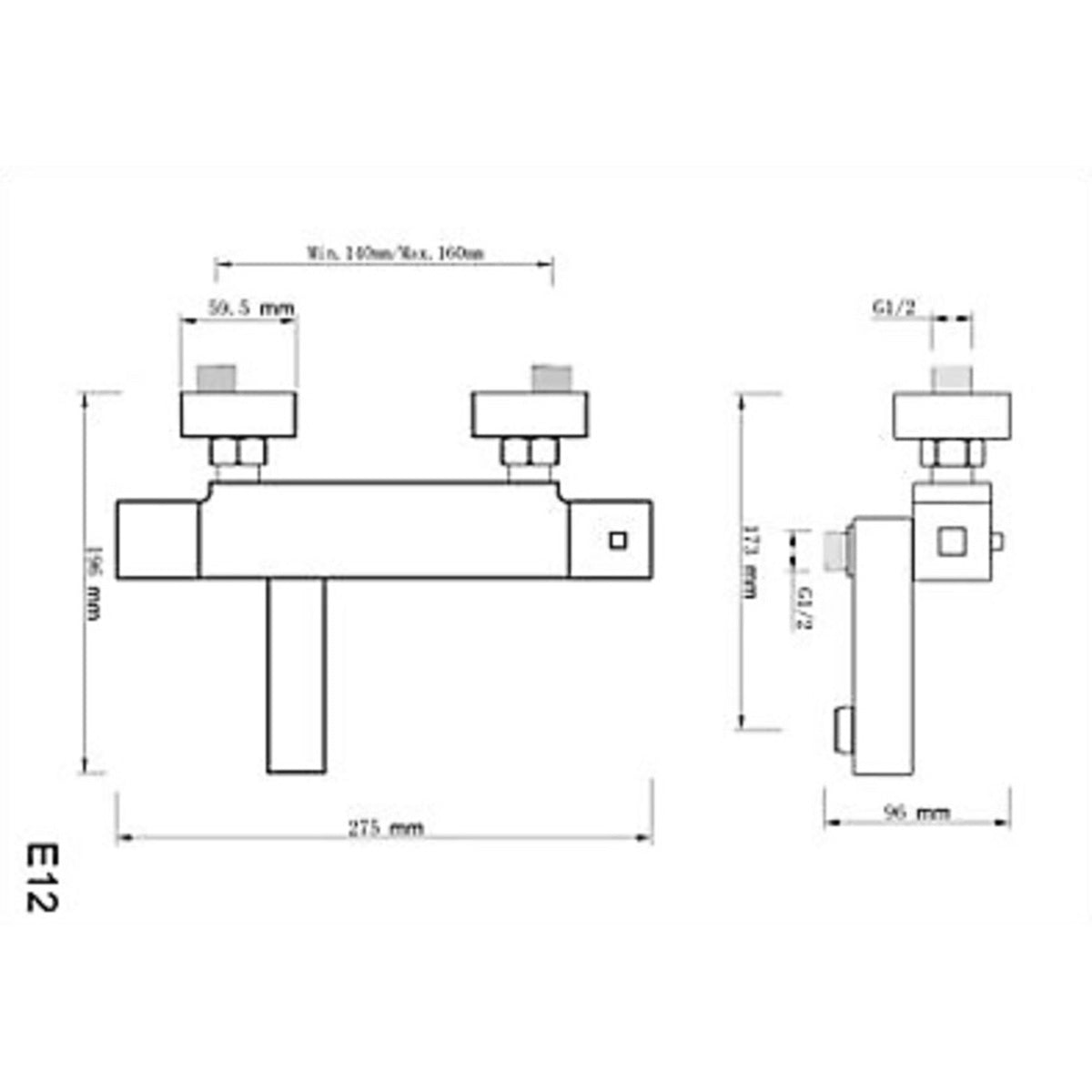 Bath Filler Tap Shower Mixer Chrome Double Lever Wall Mounted Modern Bathroom - Image 4