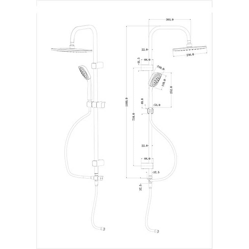 GoodHome Shower Kit Teesta Stainless Steel Twin Head 3-Spray Pattern Bathroom - Image 2