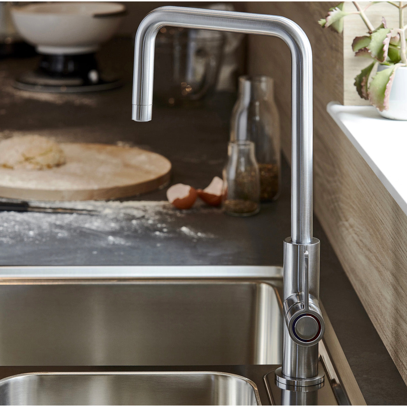 Kitchen Sink Tap Mixer Stainless Steel Single Lever Ceramic Cartridge Faucet - Image 2