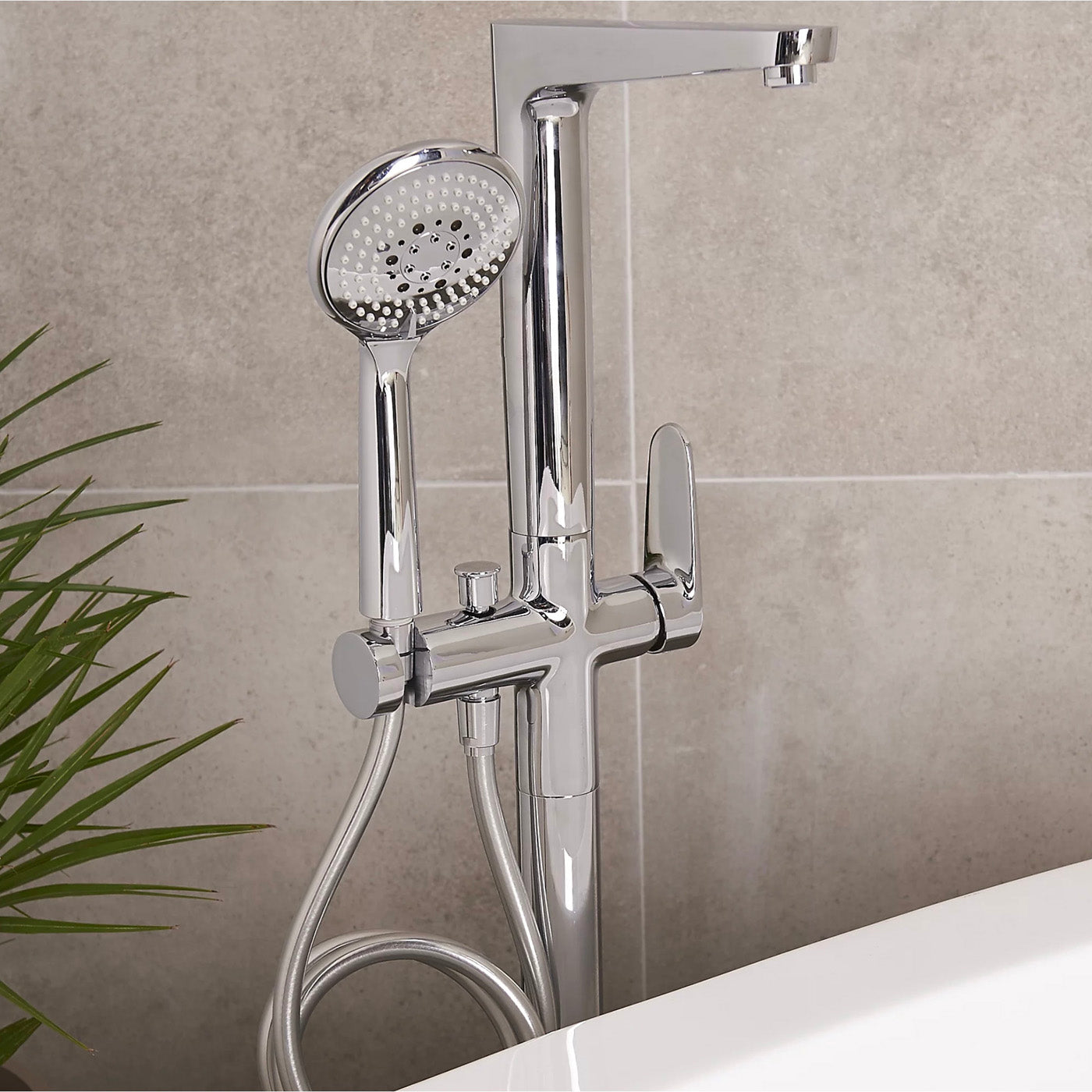 Shower Mixer Freestanding Cavally Chrome Finish Water Saving Regulator Modern - Image 3