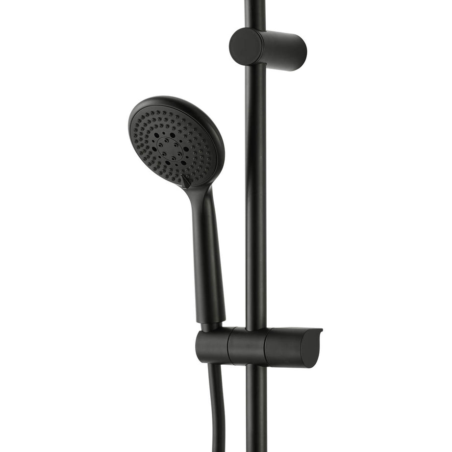 Thermostatic Shower Mixer Kit Black 3 Spray Pattern Twin Head Round Bathroom - Image 3