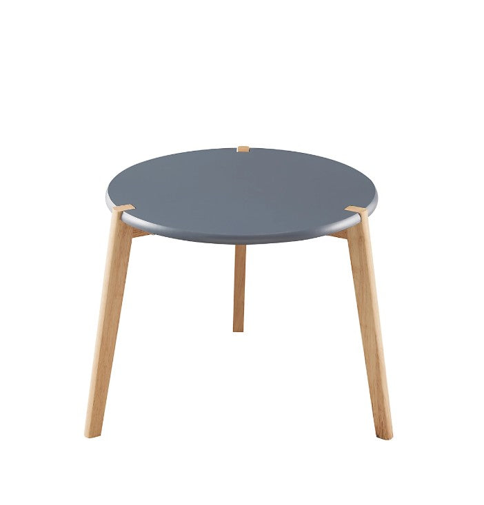 Side Table Round Dark Grey Natural Living Room Bedroom Modern (H)39cm (W)45cm - Image 2
