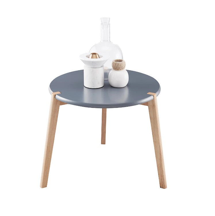 Side Table Round Dark Grey Natural Living Room Bedroom Modern (H)39cm (W)45cm - Image 3
