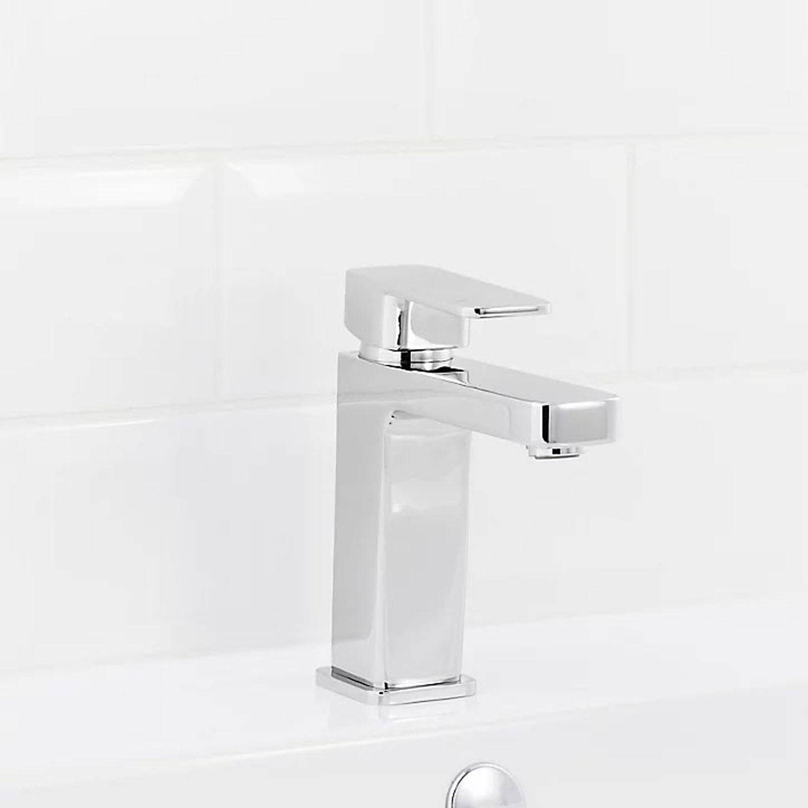 Bathroom Basin Tap Mono Mixer Chrome Single Lever Full Turn Brass Modern - Image 2