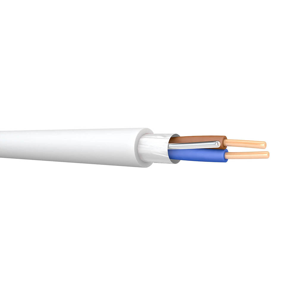 Prysmian Cable FP200 White 2 Core 2.5mm² Fire Resistant Aluminium Screen 50m - Image 1