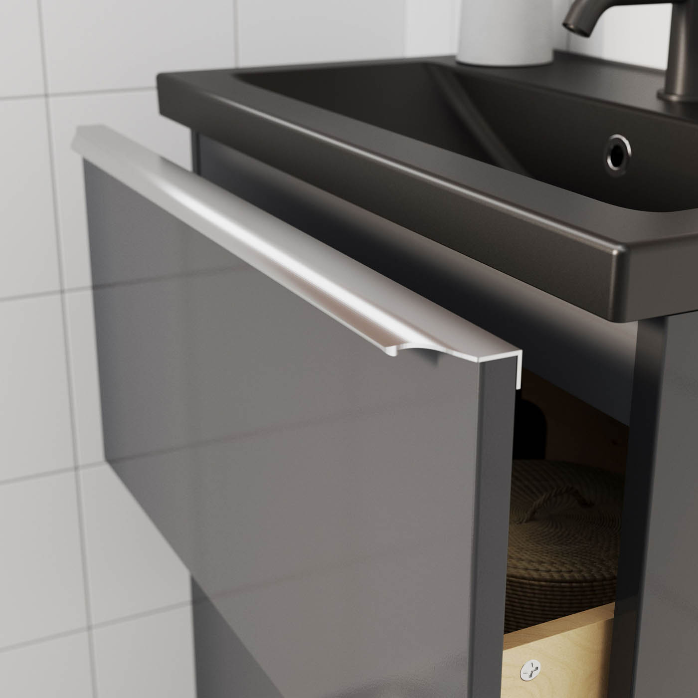 Bathroom Vanity Basin Sink Matt Black Rectangular Ceramic Waste Modern Bathroom - Image 3