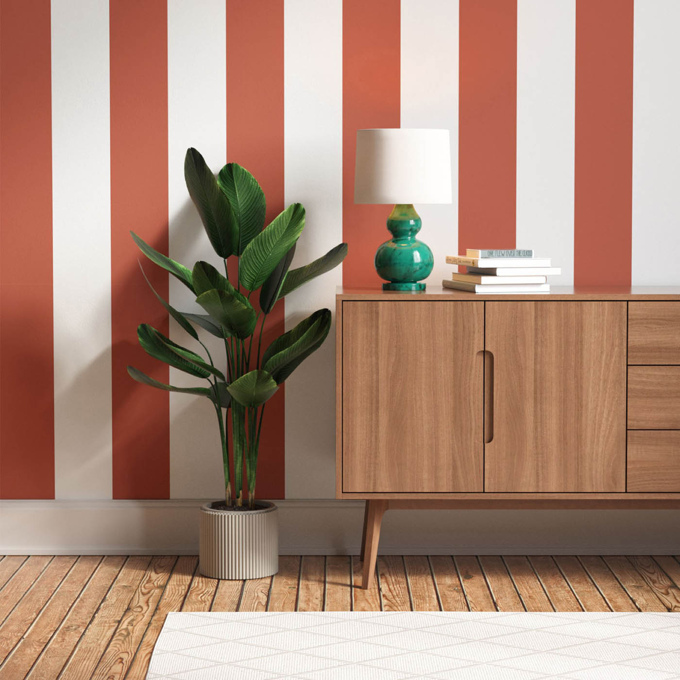 Wallpaper Red And White Stipes Textured Wipeable Home Living Room Bedroom 10m - Image 1