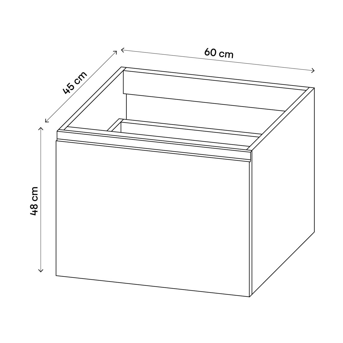 Levanna Bathroom Cabinet Under Sink Matt Grey Wall-Mounted (H)480 (W) 600mm - Image 2