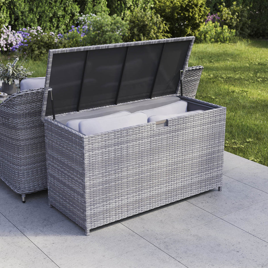 Hamilton Garden Storage Box Steeple Grey Plastic Rattan Effect (W)180 x (D)65cm - Image 3