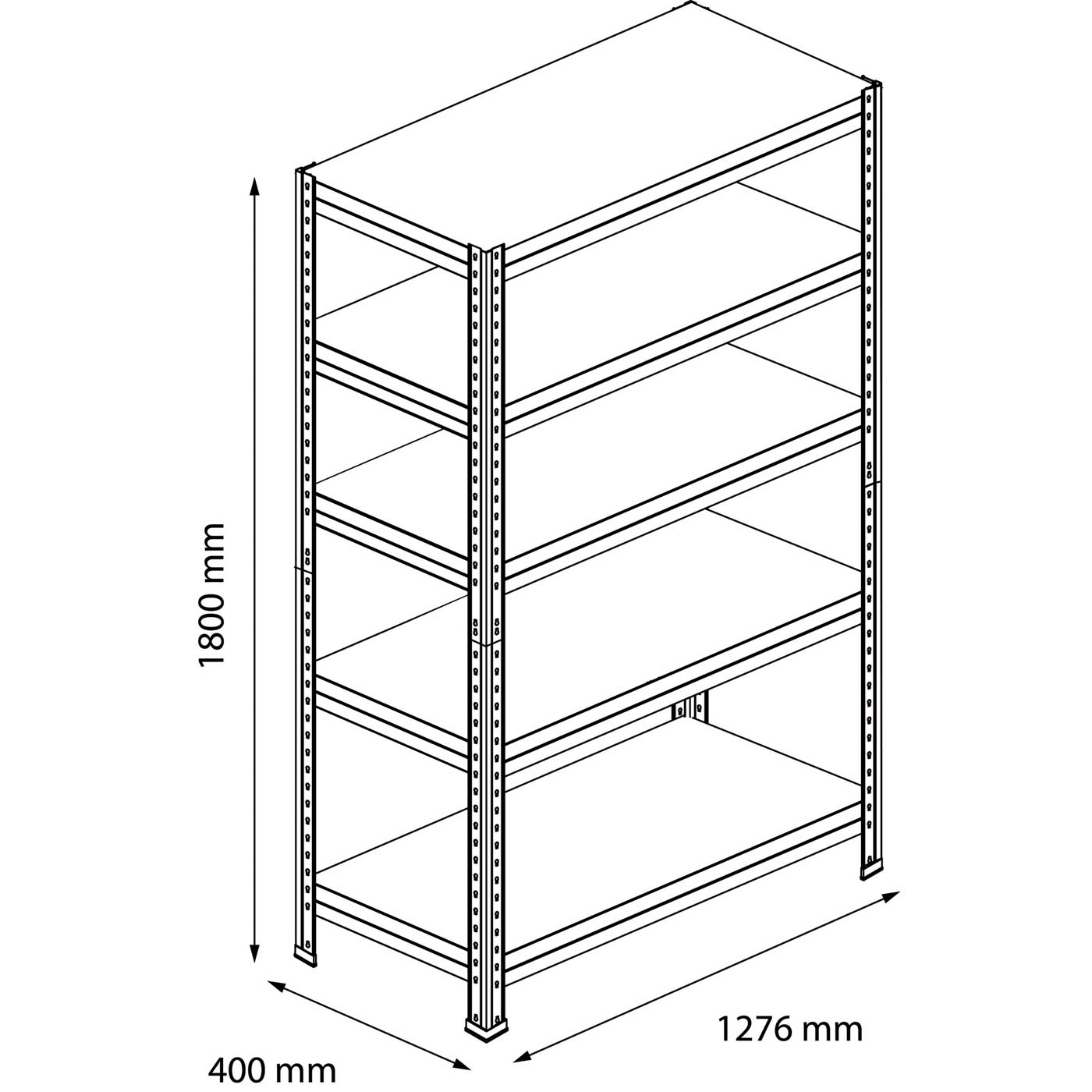 Shelving Unit 5 Tier HDF Steel Adjustable Garage (H)1800mm (W)1276mm (D)400mm - Image 2