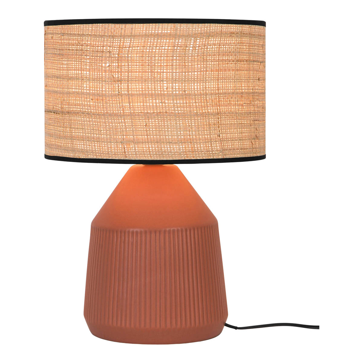 Table Lamp Round Matt Natural E27 Ceramic Straw Bedroom Living Room Modern - Image 4