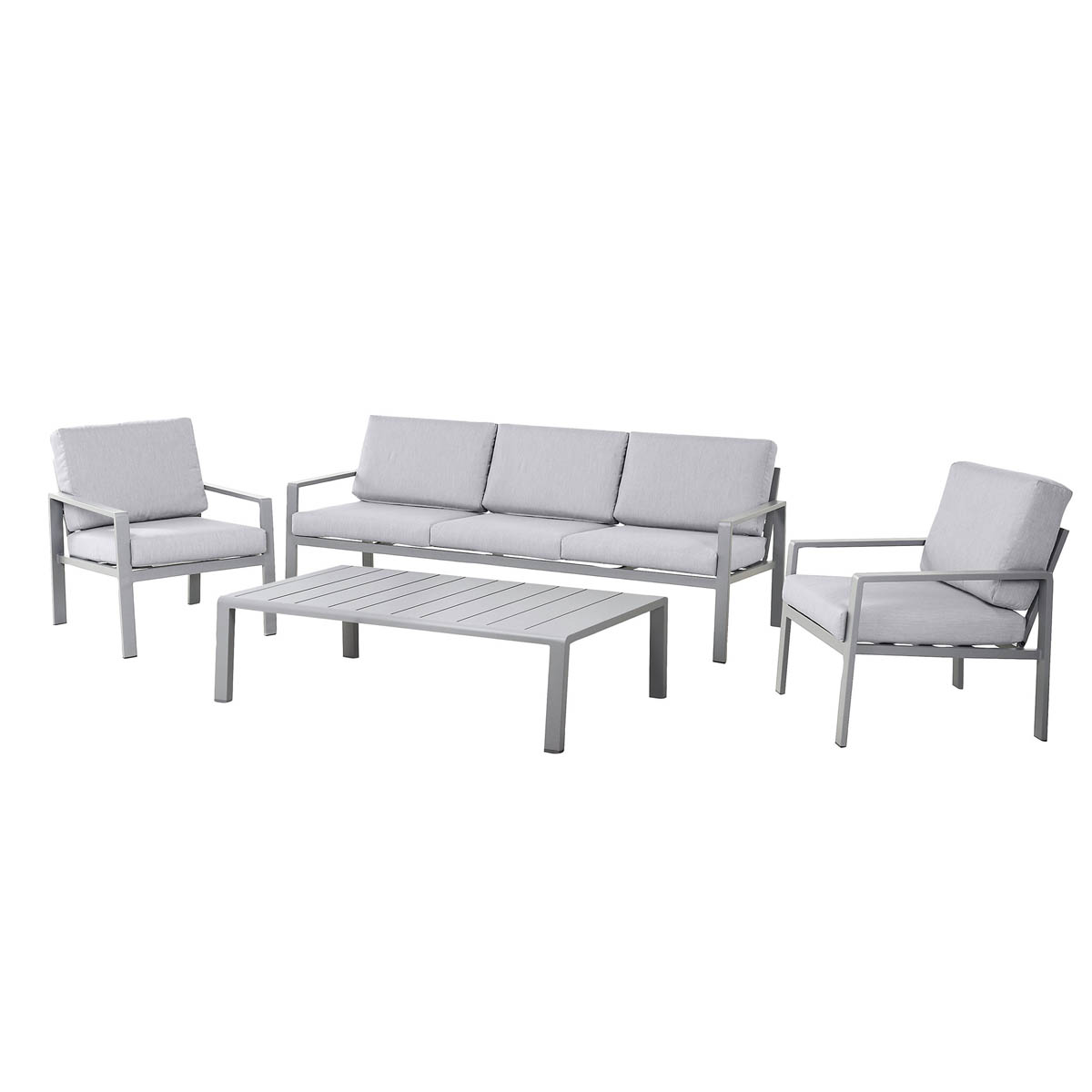 Outdoor Coffee Set 5 Seater Sofa Chair Table Steel Grey Garden Furniture - Image 1