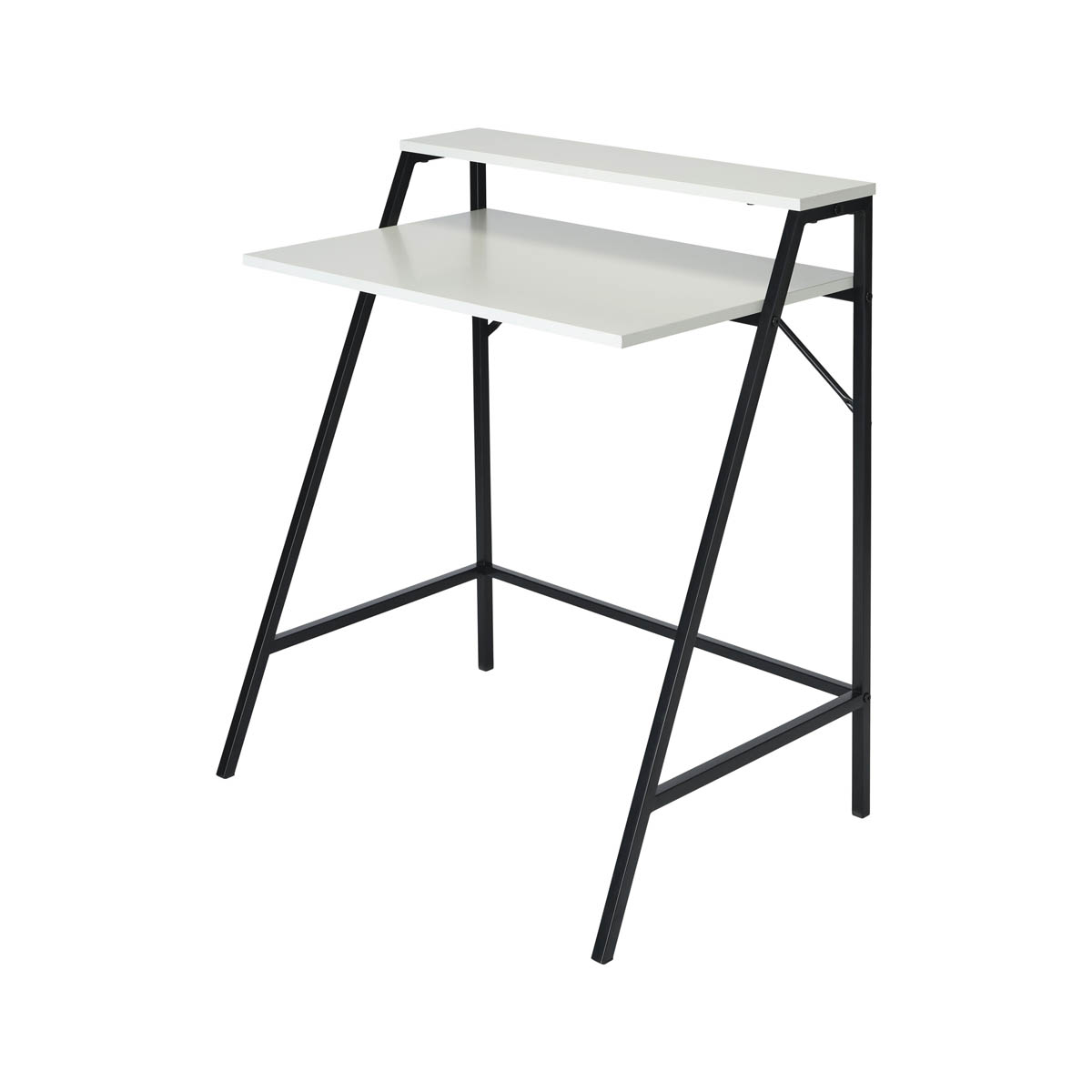 Manera Two Shelf Desk Compact Matt White Home Office (H)840 (W)740 (D)515mm - Image 2