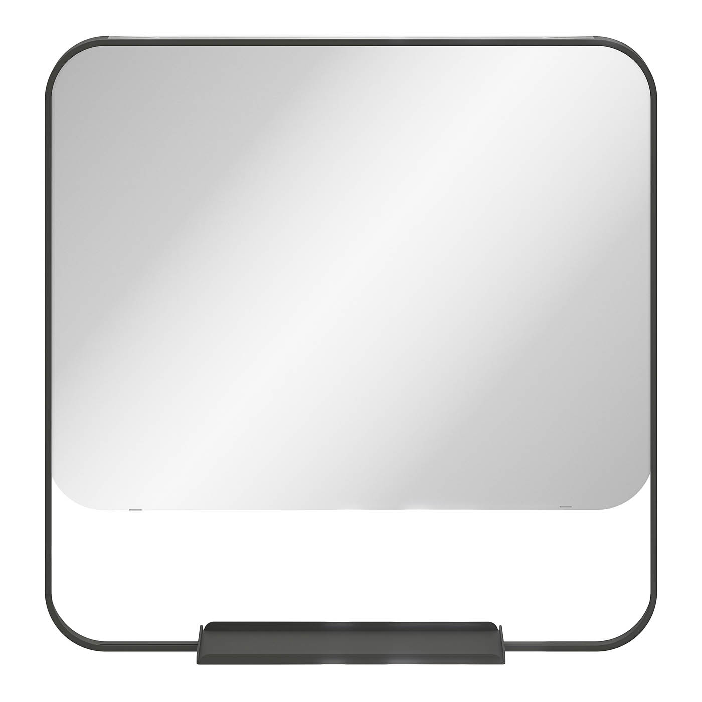 Bathroom Mirror Matt Black Aluminium Square Wall Mounted (H)60.5cm (W)60.5cm - Image 3