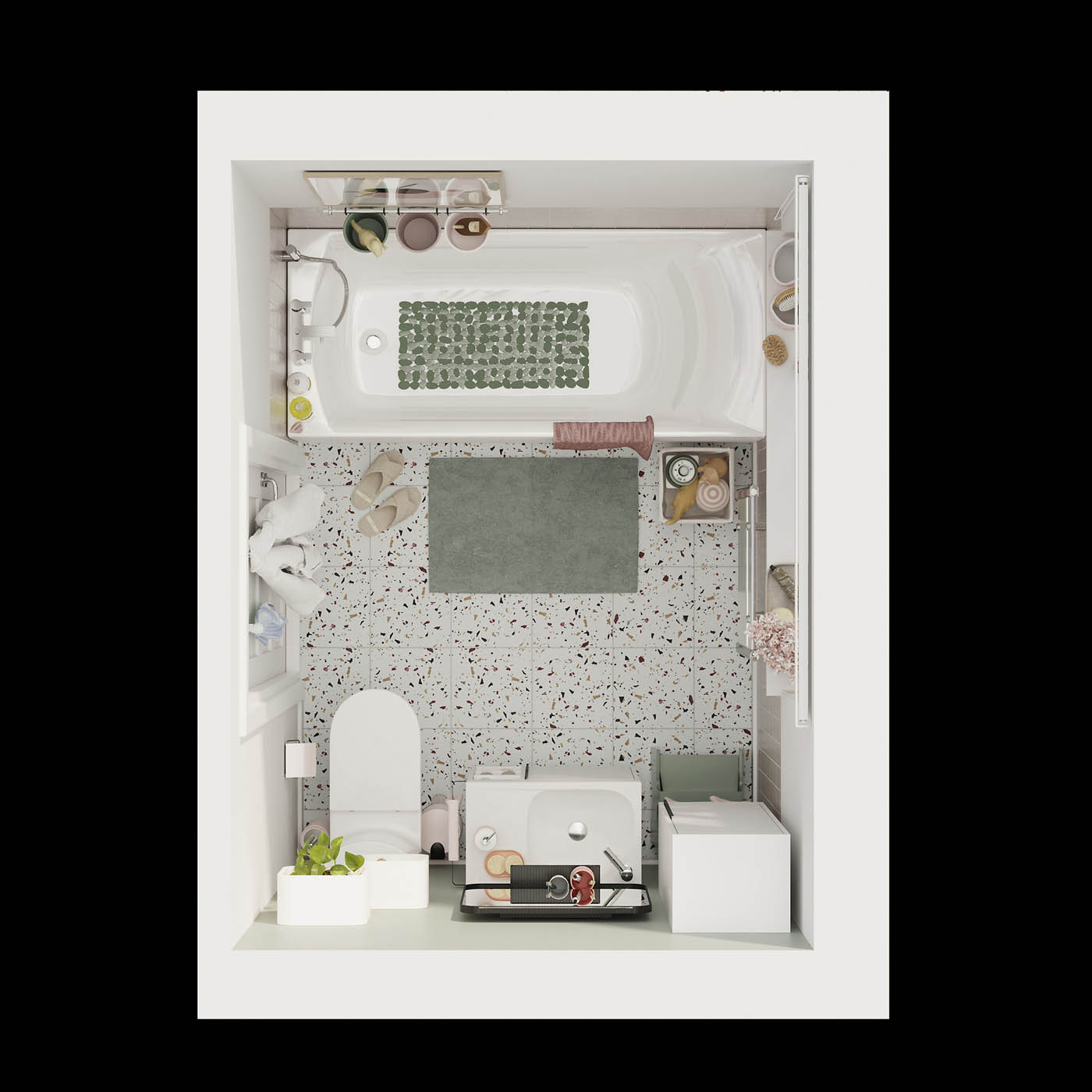 Bathroom Mirror Matt Black Aluminium Square Wall Mounted (H)60.5cm (W)60.5cm - Image 9
