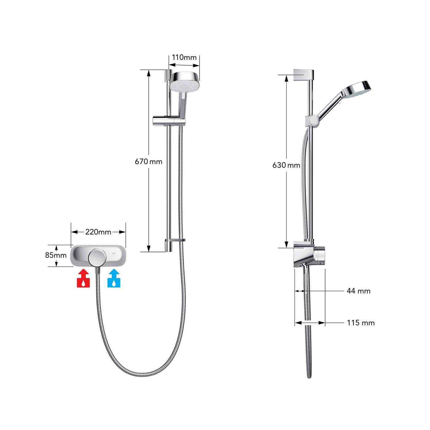 Mira Thermostatic Mixer Shower Chrome 4 Spray Pattern Square Head Modern - Image 3
