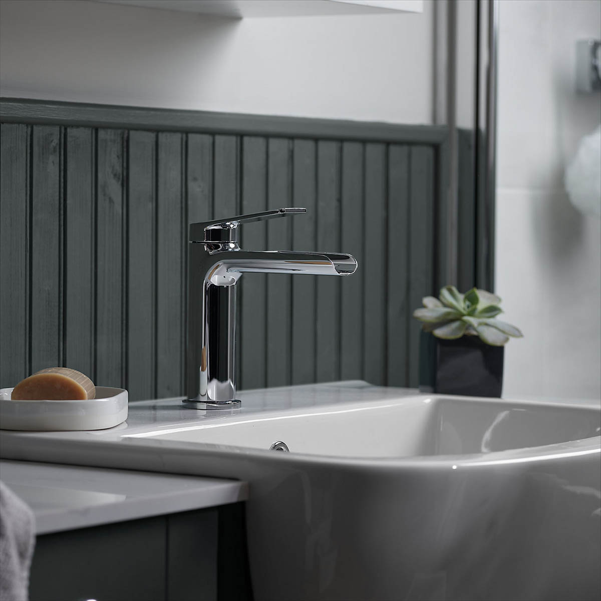Bathroom Basin Tap Mixer Chrome Single Lever Clicker Waste Brass Modern Faucet - Image 6