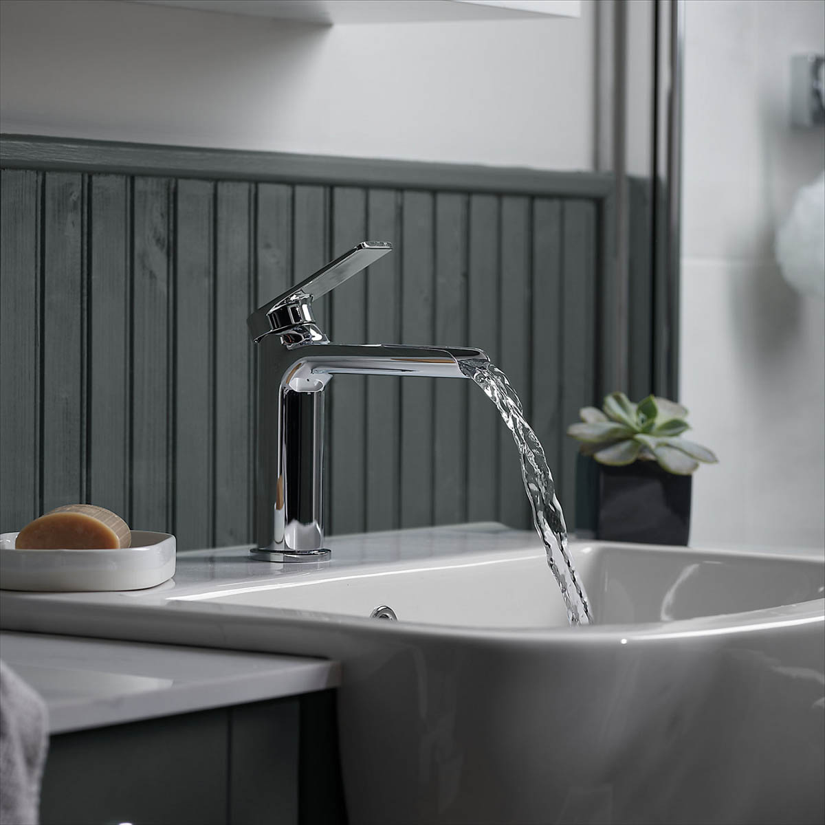 Bathroom Basin Tap Mixer Chrome Single Lever Clicker Waste Brass Modern Faucet - Image 7