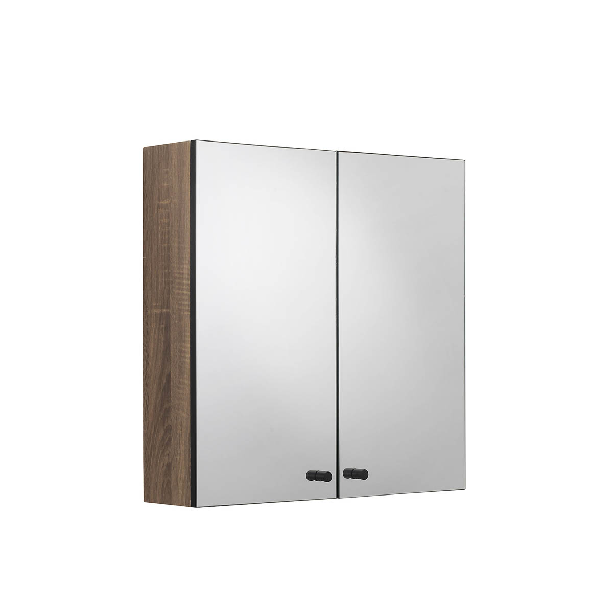 Mirrored Bathroom Cabinets Wall Mounted Double Door Matt Brown 60x60x18 - Image 6