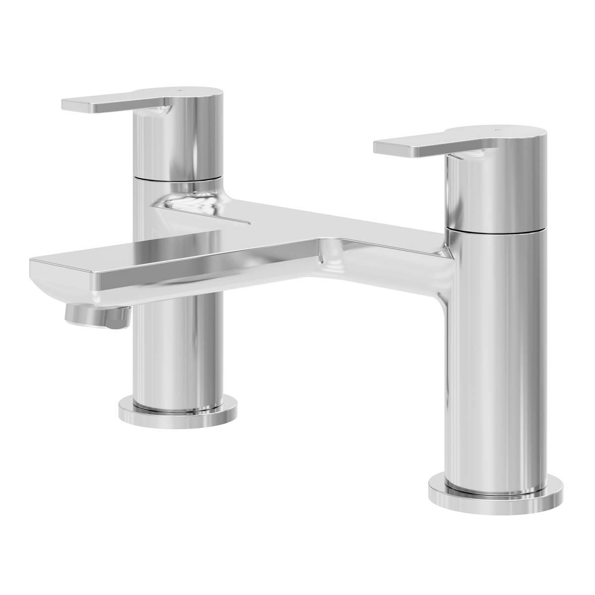 Bath Filler Tap Mixer Gloss Chrome Double Lever Contemporary Bathroom Faucet - Image 1