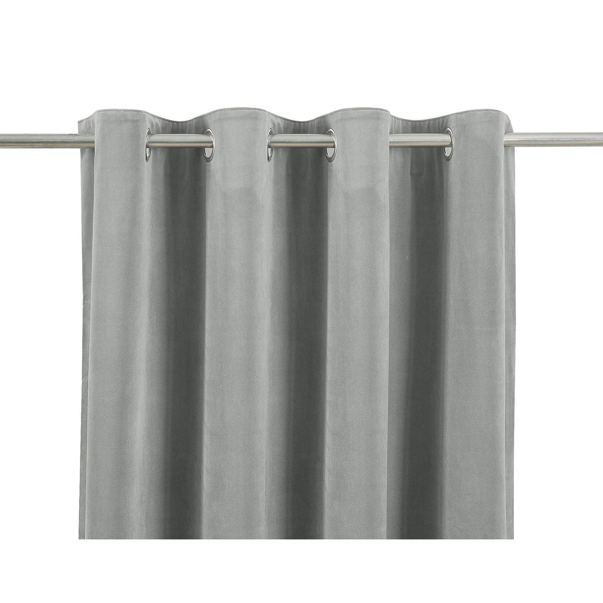 Eyelet Curtain Grey Velvet Lined Ready Made Plain Ring Top Pair W167xL183cm - Image 2