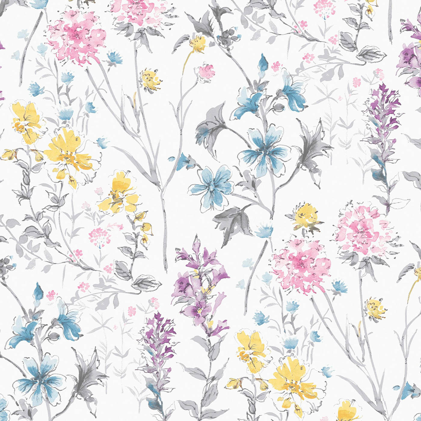 Laura Ashley Wallpaper Abstract Multicolour Wild Meadow Smooth Washable 5.2m² - Image 1