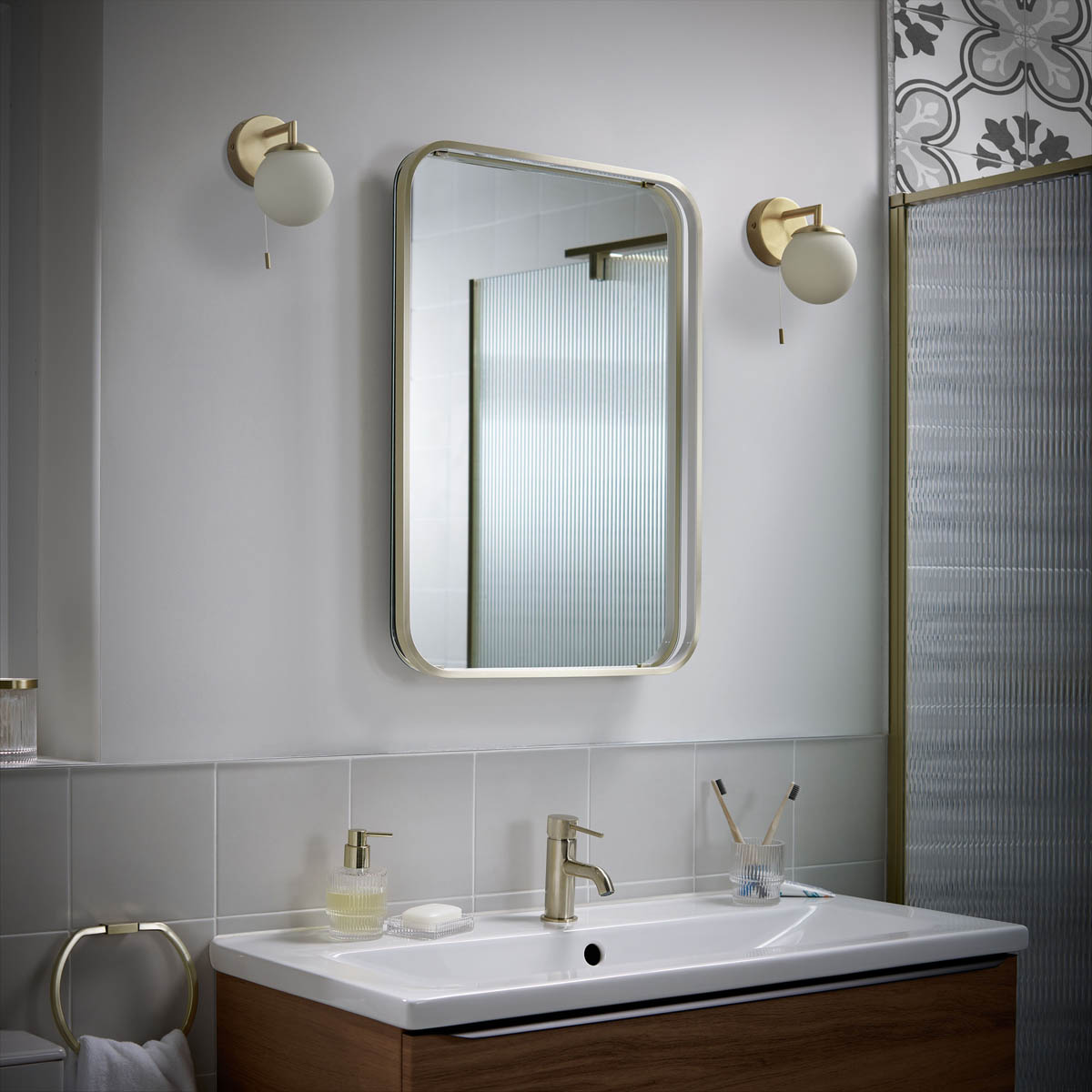 Sensio Illuminated Bathroom Mirror LED Rectangular Brass Effect (H)50x(W)39cm - Image 2