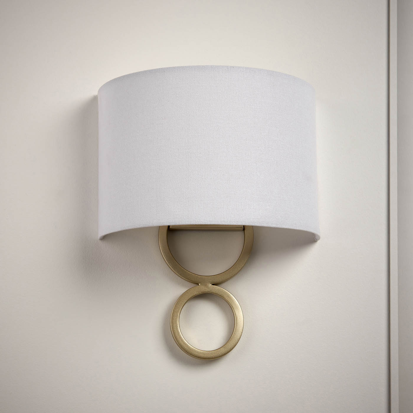Wall Light Satin Gold Effect White Faux Linen Shade Modern (H)29.2 x (W)24 cm - Image 2