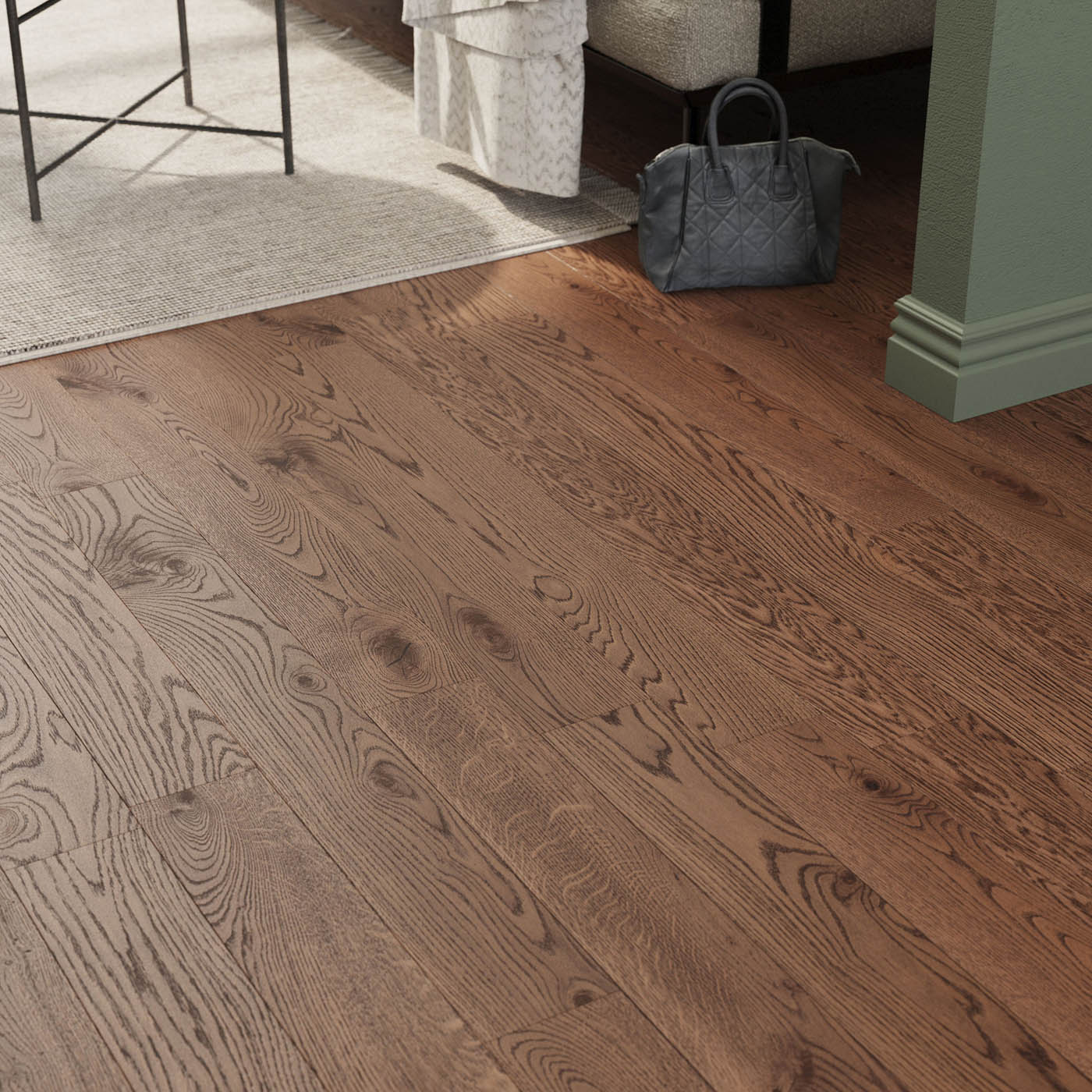 Rustic Brown Oak Flooring Engineered Real Wood Top Layer Bevelled Edges 1.35m² - Image 3