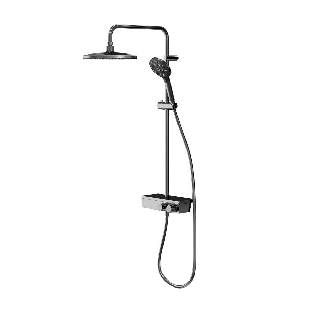Thermostatic Mixer Shower Titanium 3 Spray Pattern Twin Round Head Modern - Image 1