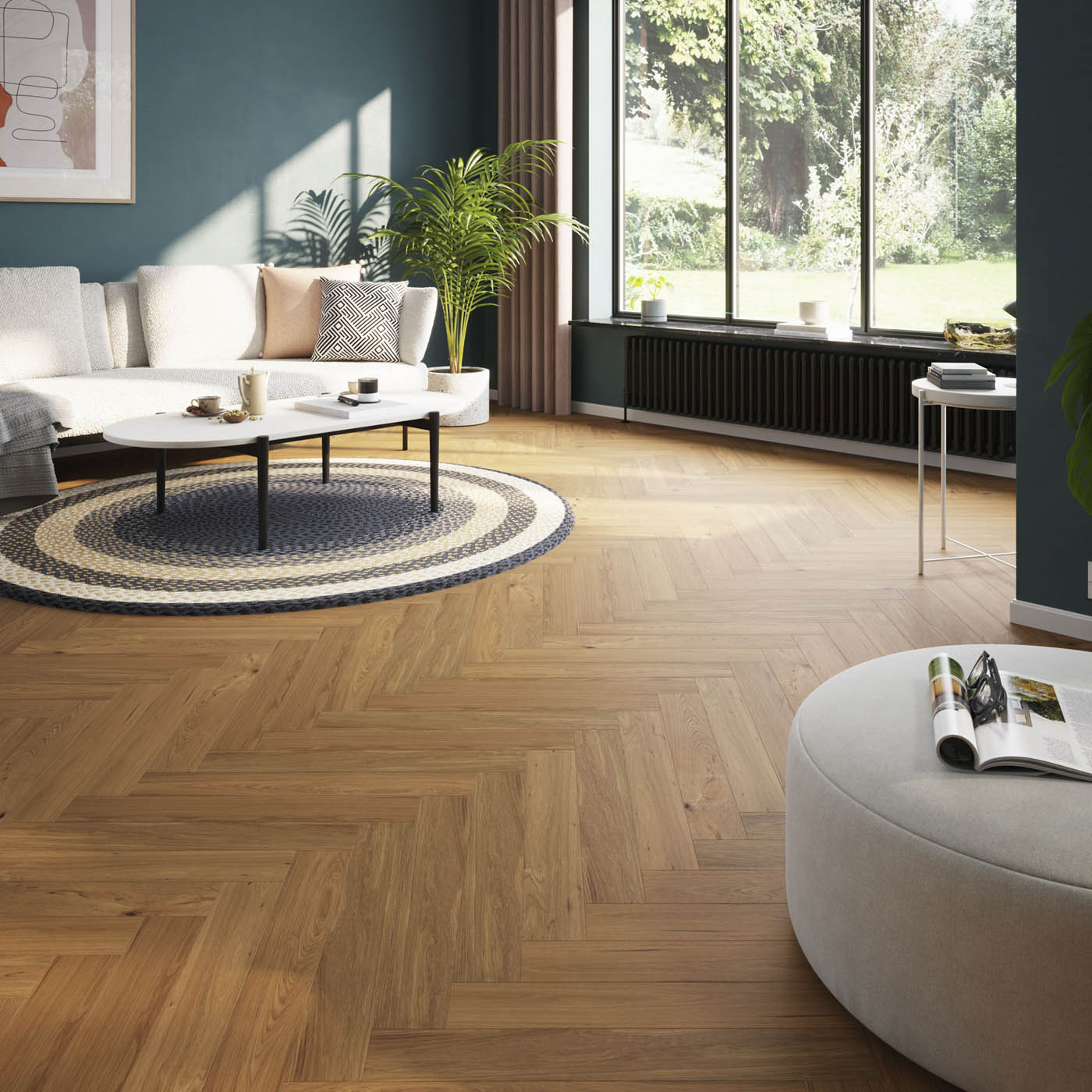 Oak Hardwood Flooring Herringbone Wood Top Layer Classic 1.94m² - Image 2