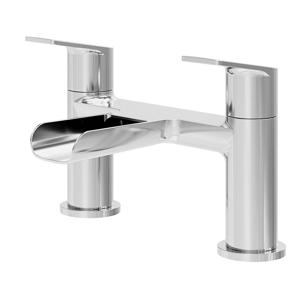 Bath Filler Tap Mixer Chrome Waterfall Double Lever Modern Bathroom Faucet - Image 1