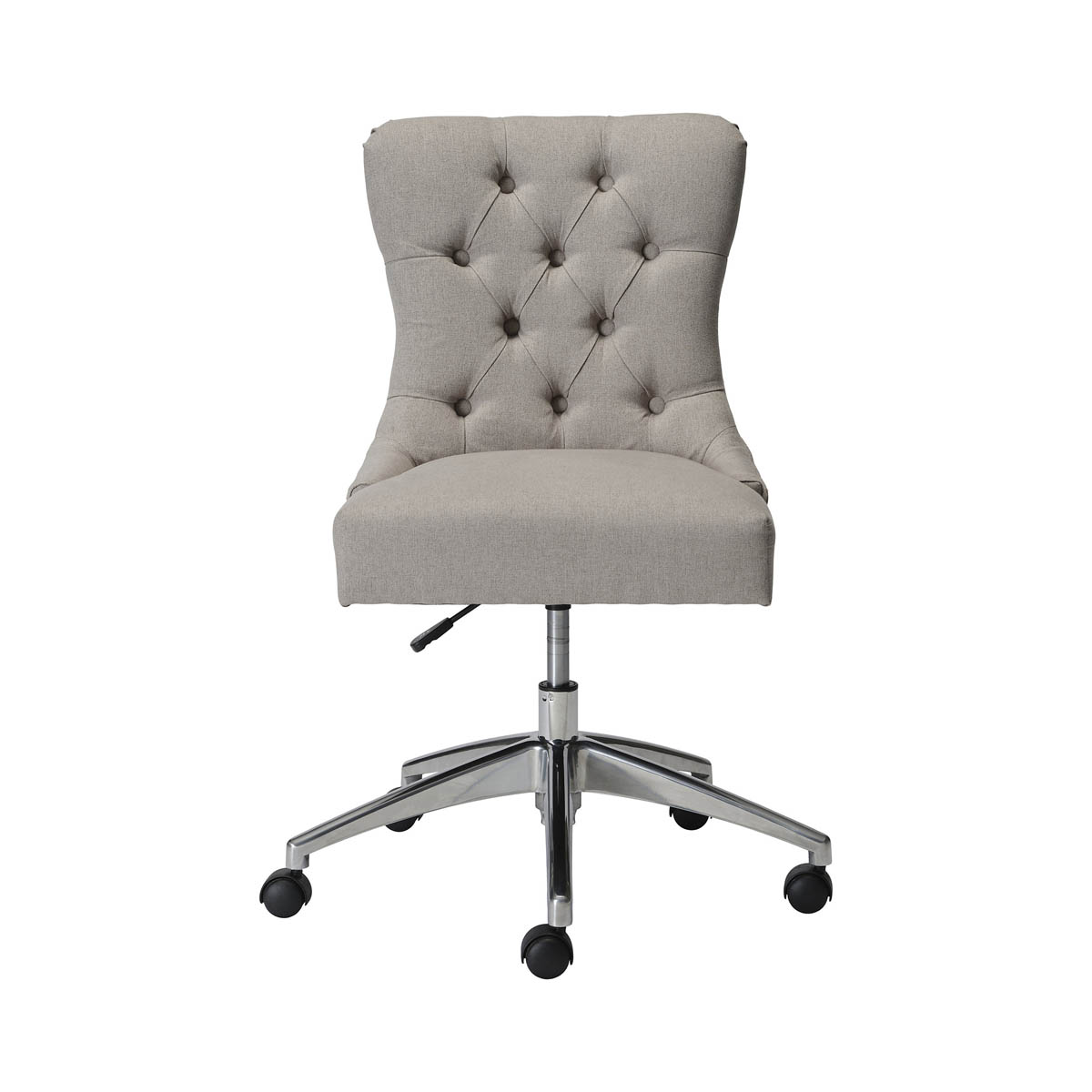 Office Chair Grey Linen Effect Swivel Adjustable Height Contemporary Home - Image 3