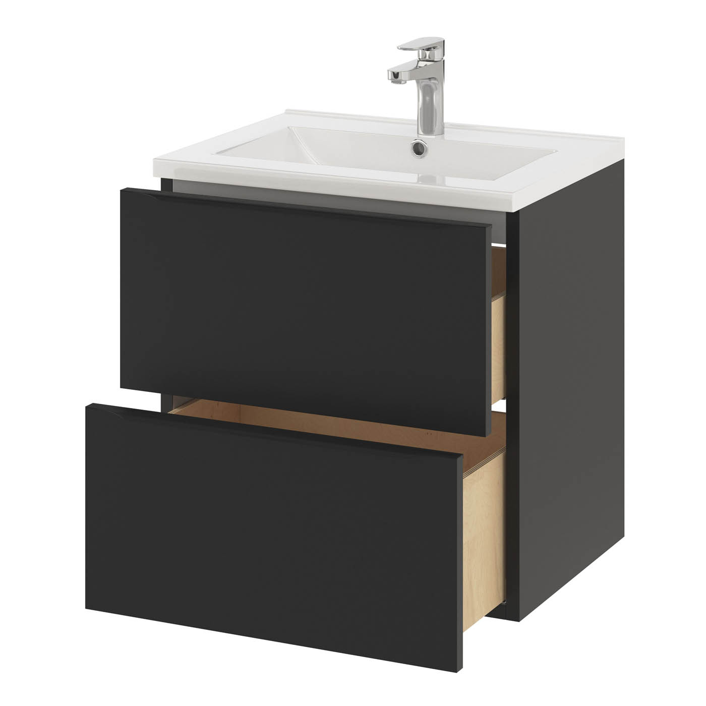Imandra Bathroom Cabinet Under Sink Matt Black Wall-Mounted (H)600mm (W)600mm - Image 4