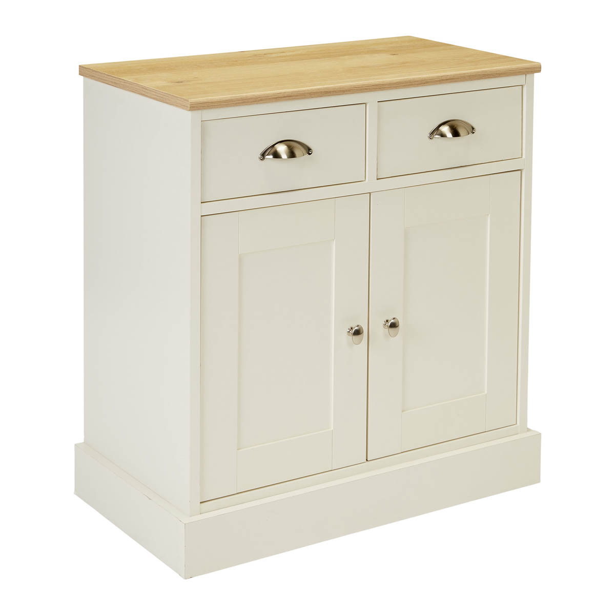 Letvica Shaker Sideboard 2 Drawer Matt White Oak Effect (H)771 (W)737 (D)408mm - Image 4