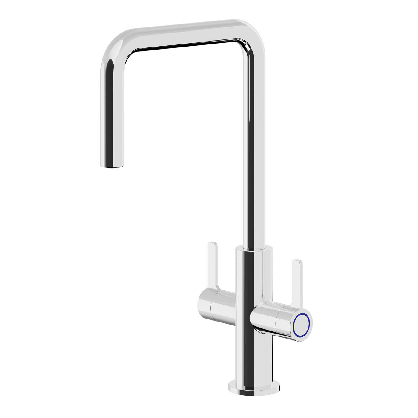 Kitchen Sink Tap Mixer Chrome Twin Lever Swivel Spout Brass Steel Contemporary - Image 1