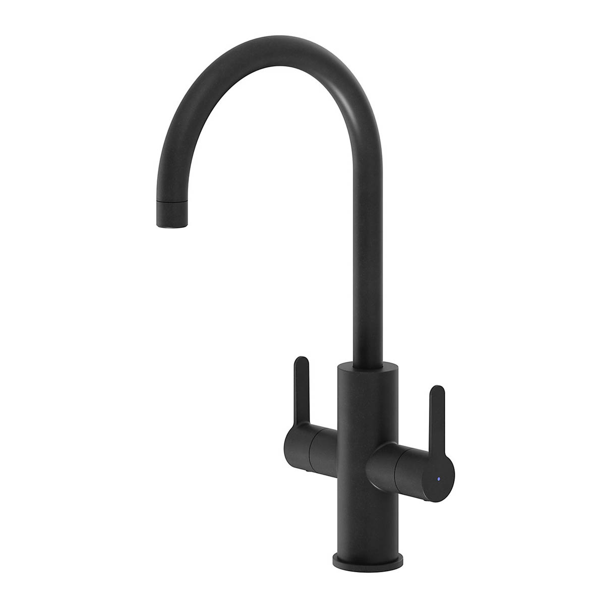 Kitchen Sink Tap Mixer Black Graphite Brass Dual Lever Swivel Spout Faucet - Image 1
