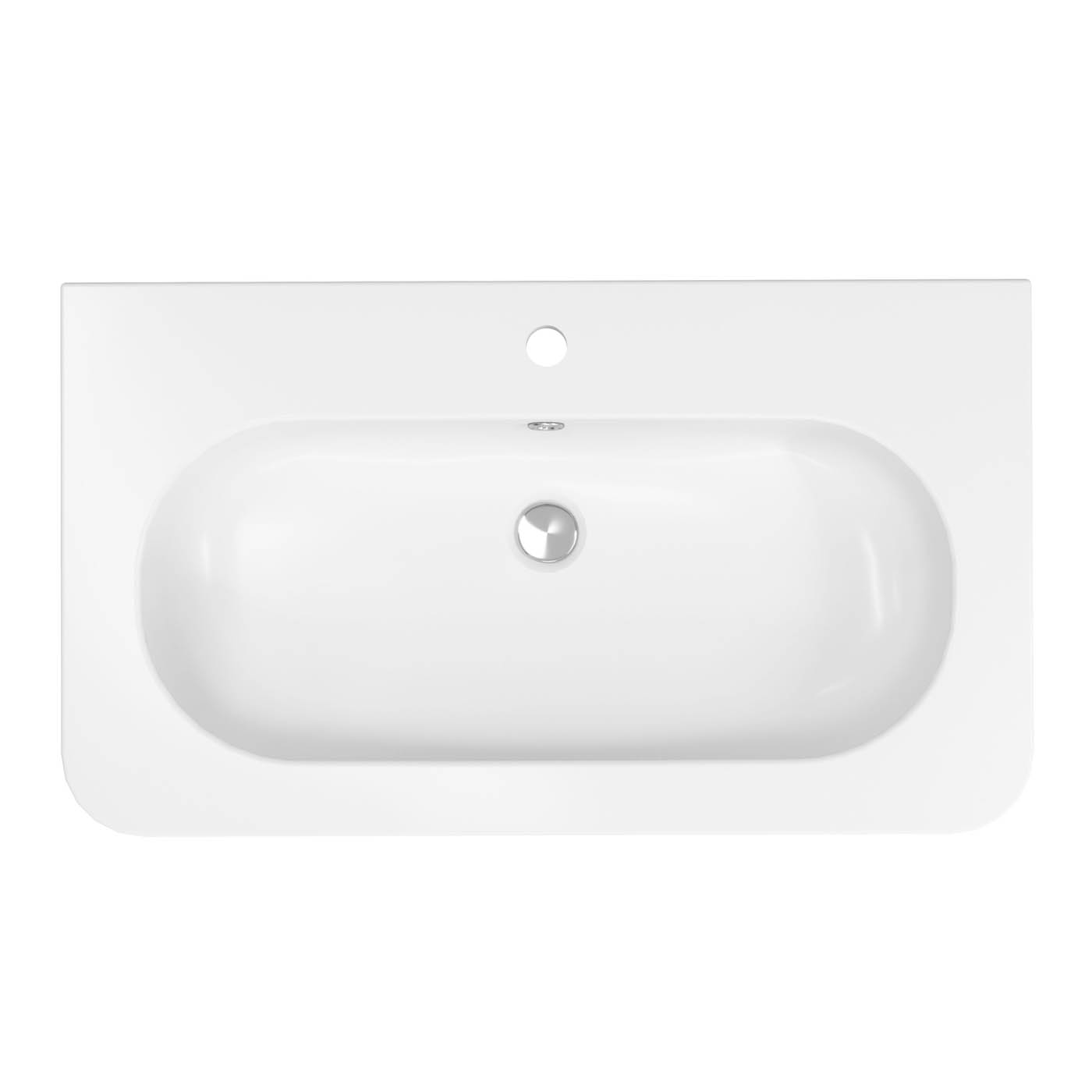 Bathroom Vanity Basin Sink Satin White Rectangular Resin Waste Modern 80.4cm - Image 4